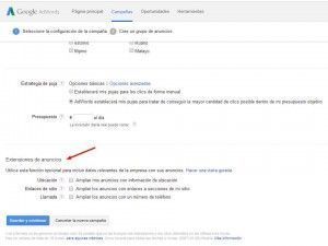 Extensiones de Google Adwords
